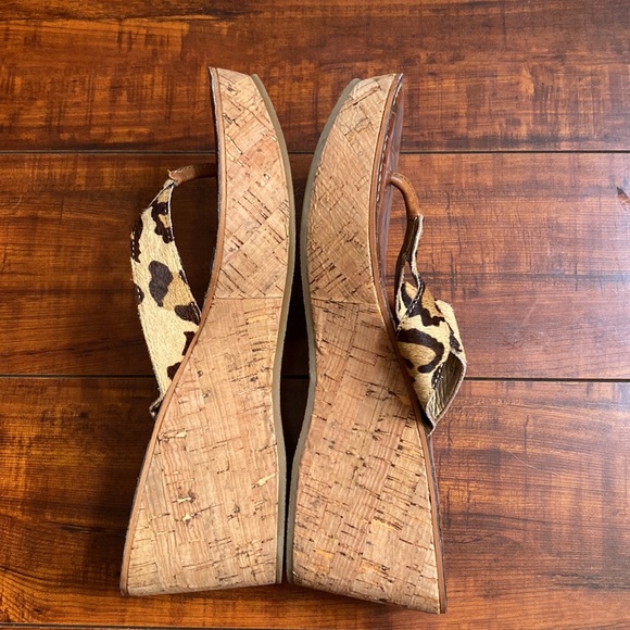 Sam Edelman calf hair leopard print wedge sandals - Picture 8 of 10